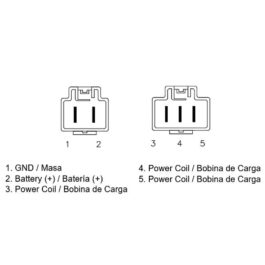 Regulador Honda VT Shadow 12V/50A – Tipo mosfe – Trifase – 5 cables – 2 conectores