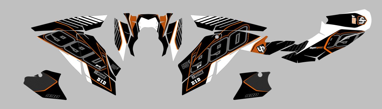 Kit Deco UP Maximize Negro-Naranja KTM Super Duke 990
