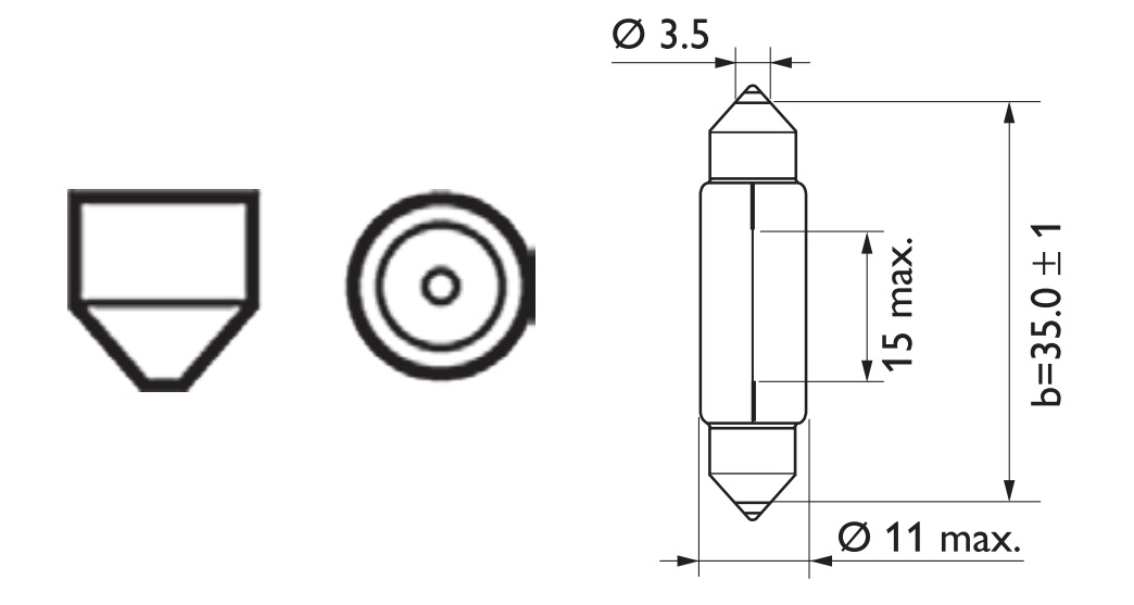 Lámpara Philips de tablero C5W 12V 5W - Imagen 2