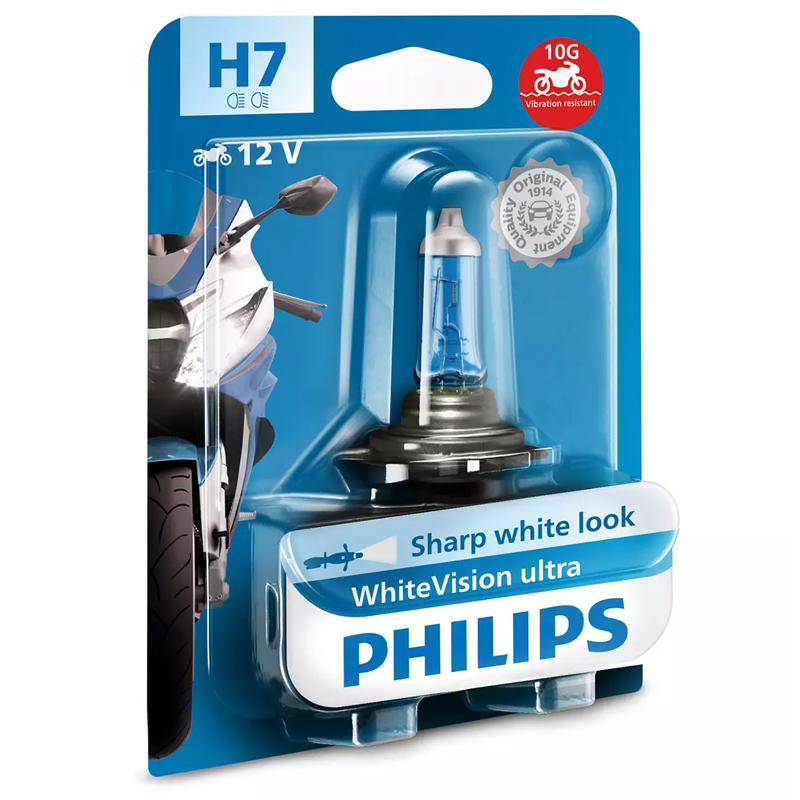 LAMPARA PHILIPS HALOGENA H7 WHITEVISION ULTRA MOTO - Imagen 3