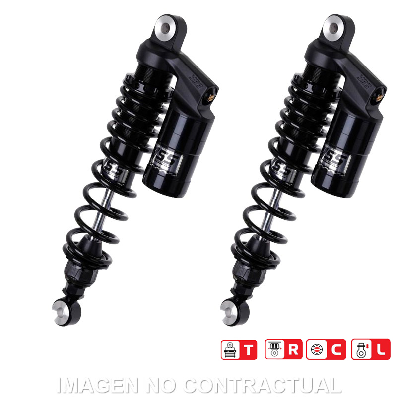 Juego Amortiguadores Traseros YSS Black Edition Gas Top Line c/Botella superior Harley Davidson Street