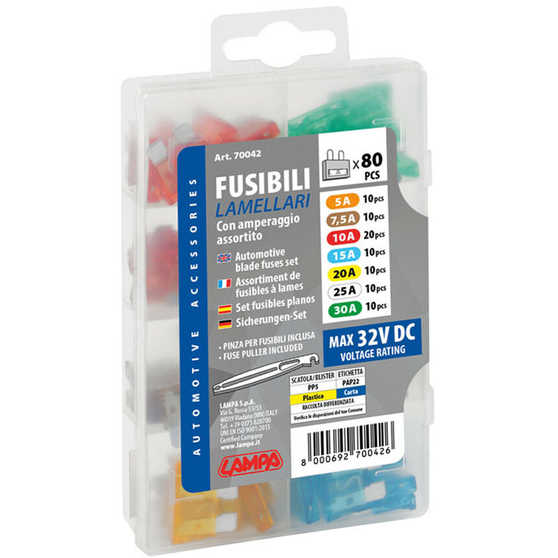 JUEGO DE 80 FUSIBLES LAMINARES SURTIDOS LAMPA 12/32V - Imagen 5