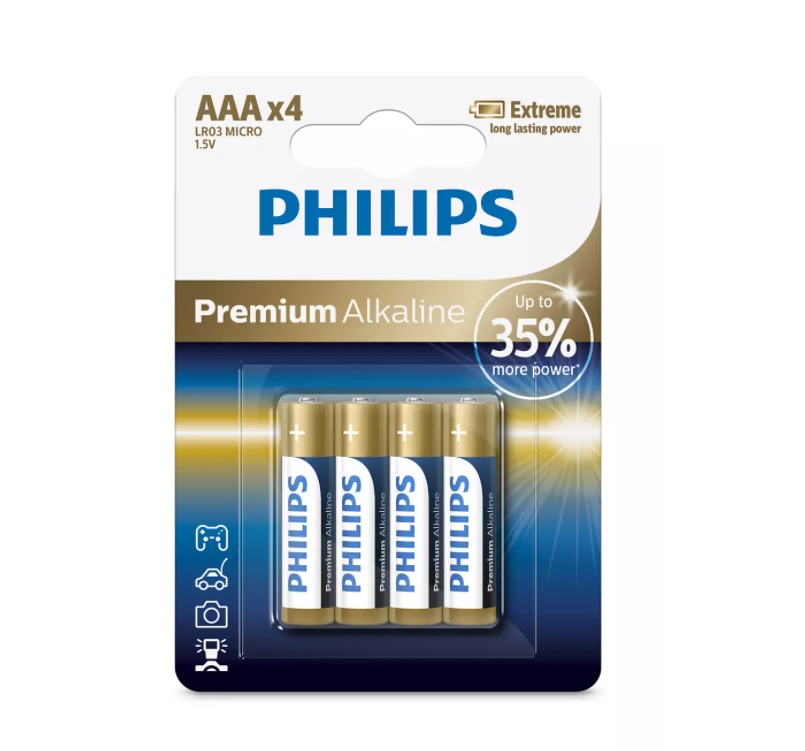 PILA PHILIPS PREMIUM ALKALINE AAA (CAJA 12 BLISTERS DE 4 PILAS) - Imagen 3