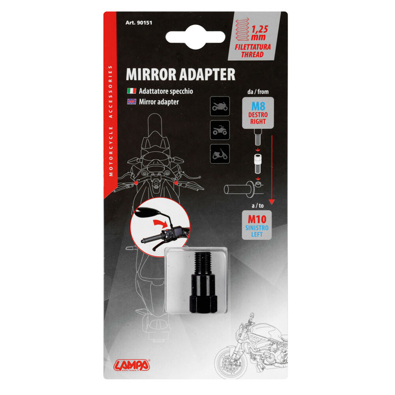 ADAPTADOR PARA ESPEJOS MOTO LAMPA ROSCA 8 MM DERECHA - Imagen 2