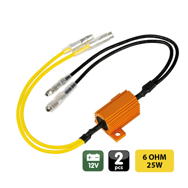 RESISTENCIAS PRECABLEADAS LAMPA CON CONECTORES RÁPIDOS 12V 6 OHM 25 W (2 UND.)