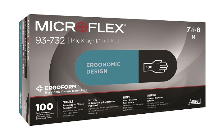 GUANTES ANSELL NITRILO MICROFLEX MIDKNIGHT TOUCH 93-732 (medida M) - Imagen 2