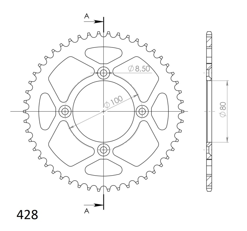 Corona Supersprox Aluminio Honda 428 x 50 - Imagen 2