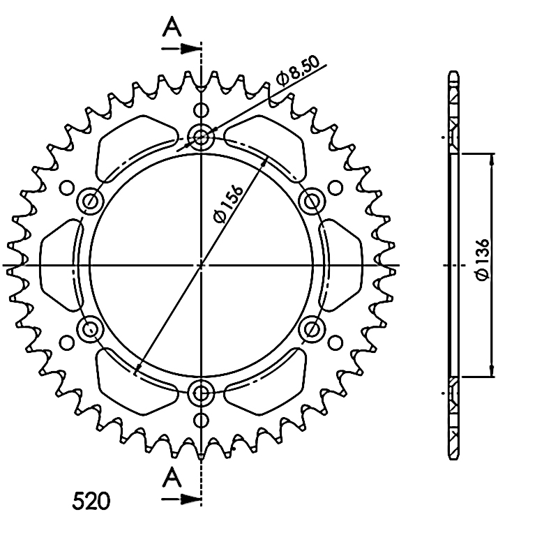 Corona Supersprox Aluminio Roja 45 D