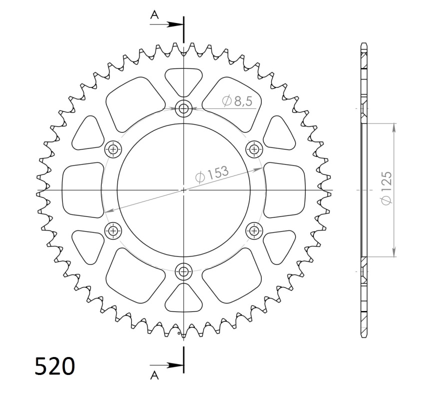 Corona Supersprox Aluminio Honda 520 x 52 - Imagen 2