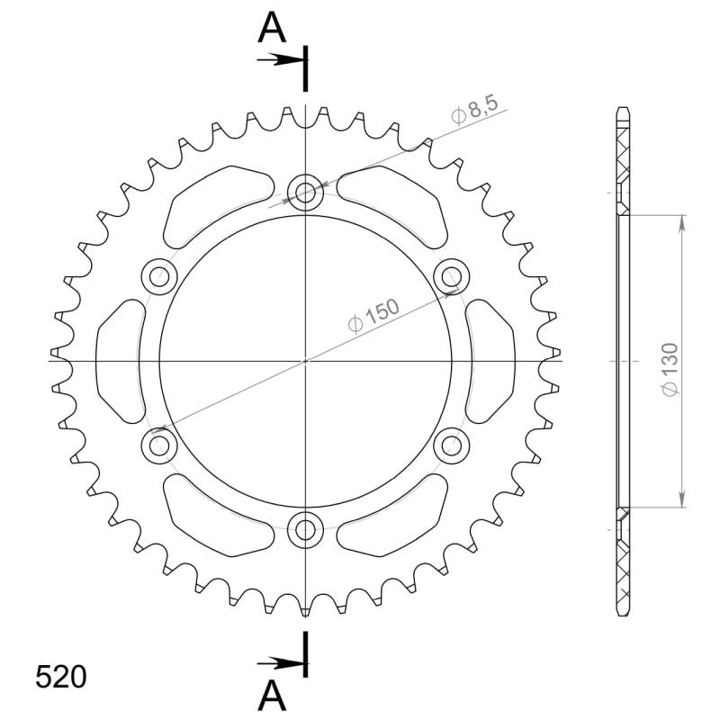 Corona Supersprox Aluminio Yamaha 520 x 42 - Imagen 2