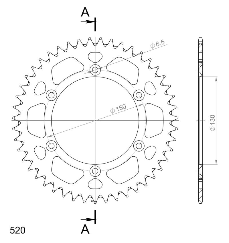 Corona Supersprox Aluminio Yamaha 520 x 47 - Imagen 2