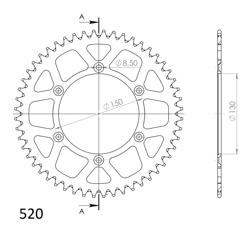 Corona Supersprox Aluminio Yamaha 520 x 48 - Imagen 2