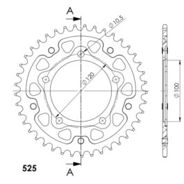 Corona Supersprox Aluminio Aprilia 525 x 42
