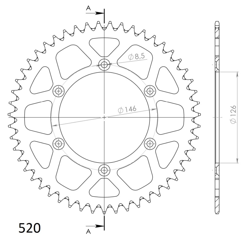Corona Supersprox Aluminio Suzuki 520 x 48 - Imagen 2