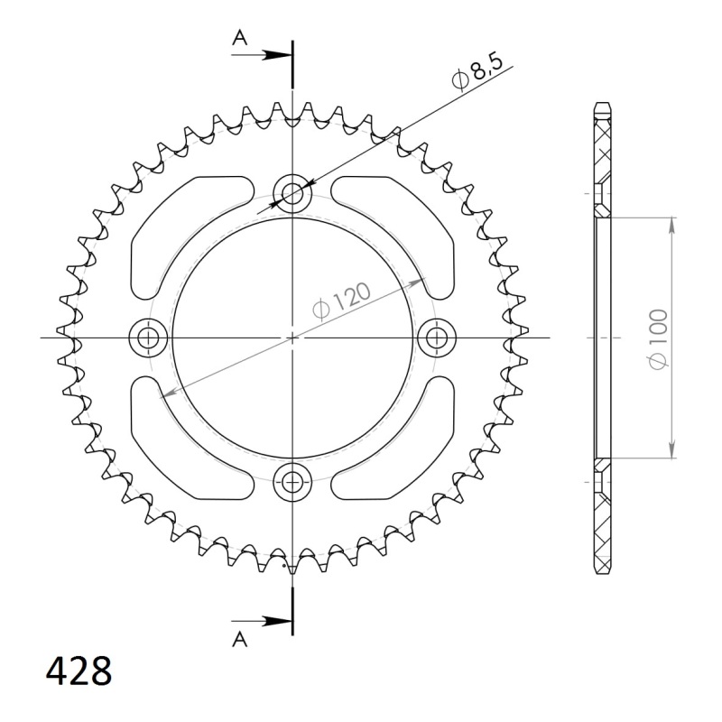 Corona Supersprox Aluminio Suzuki - Yamaha 428 x 47 - Imagen 2