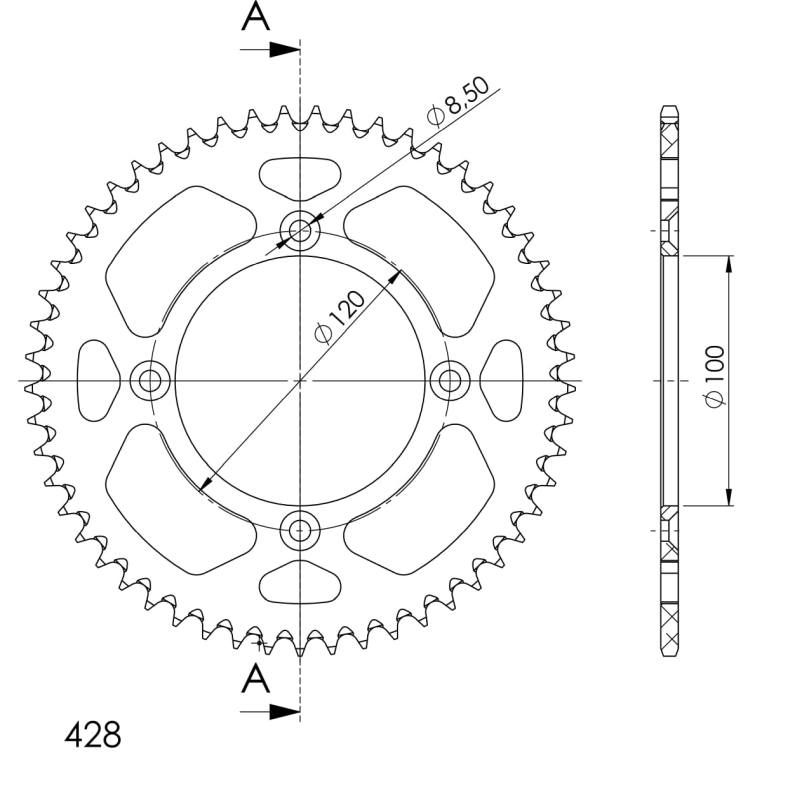 Corona Supersprox Aluminio Yamaha 428 x 52 - Imagen 2