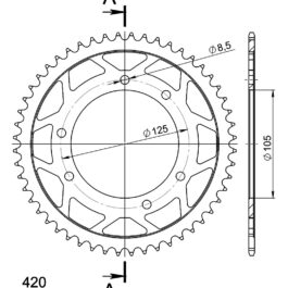 Corona Supersprox acero Derbi – Yamaha 420 x 52
