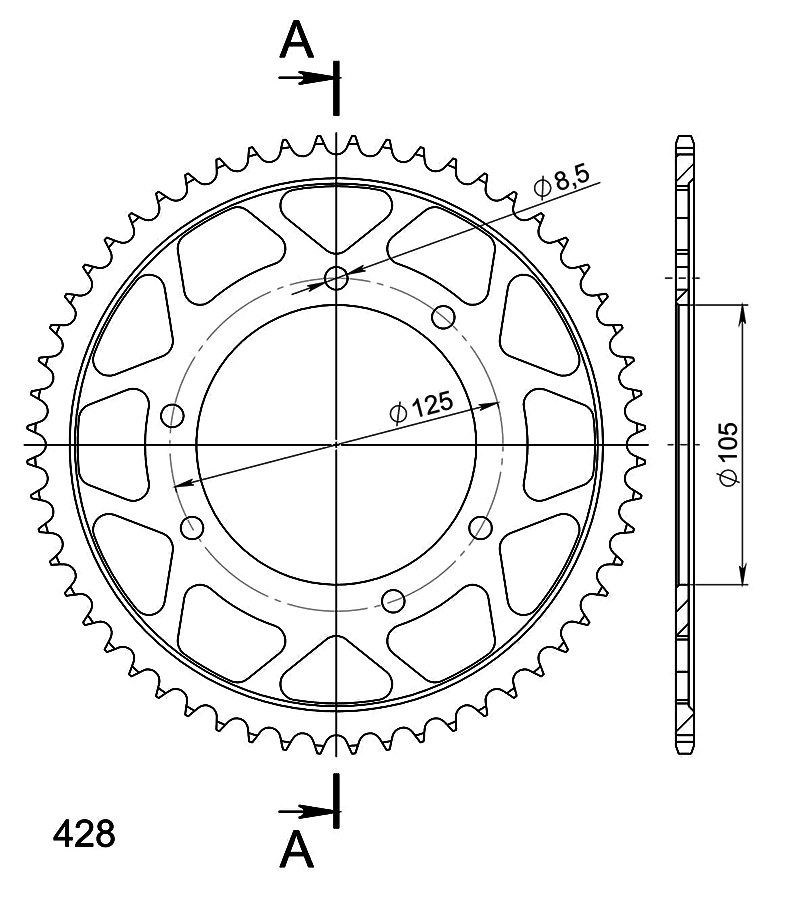 Corona Supersprox Acero Rieju 428 X 56 - Imagen 2