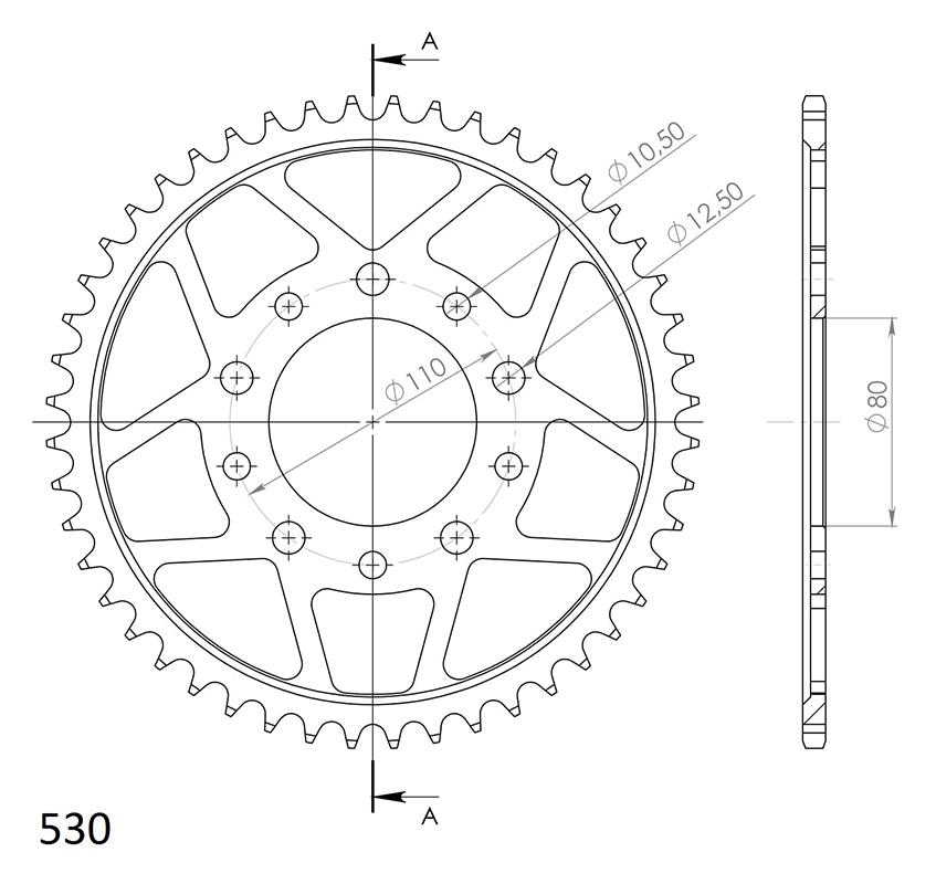 Corona Supersprox acero Triumph 530 x 48 - Imagen 2