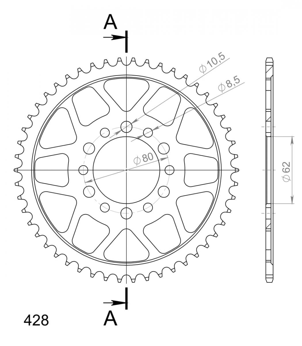 Corona Supersprox acero Yamaha 428 x 50 - Imagen 2
