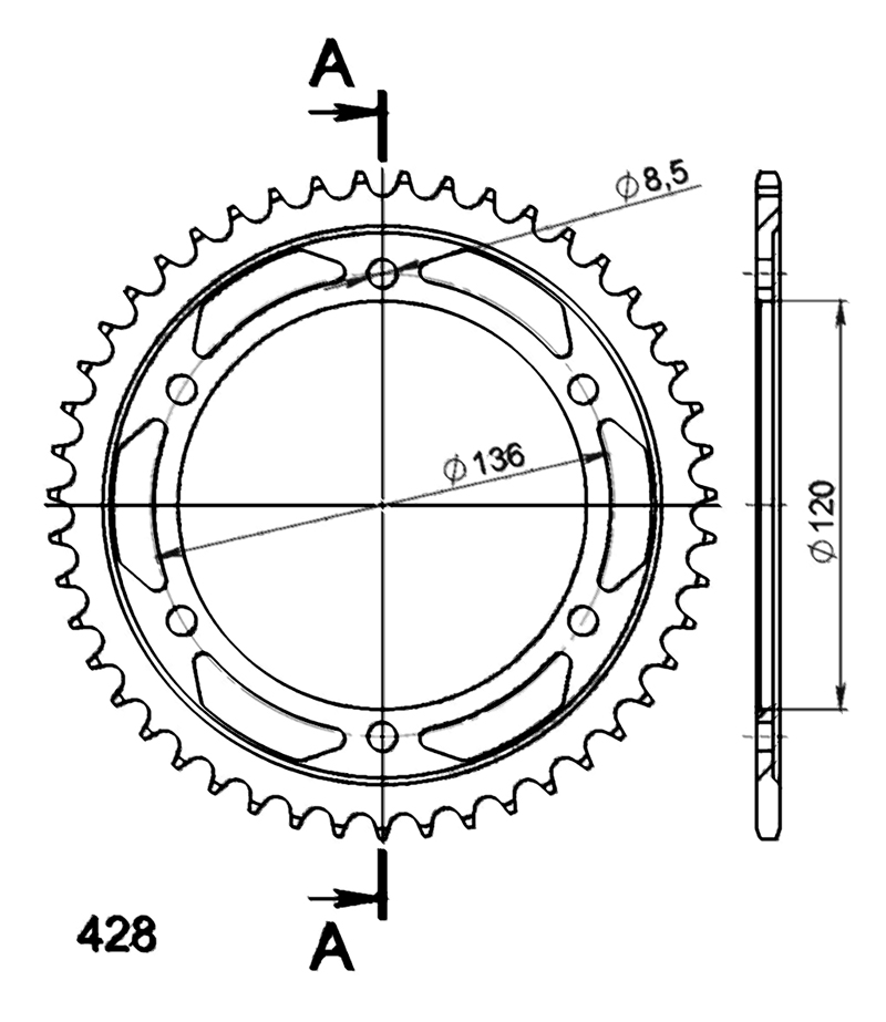 Corona Supersprox acero Yamaha 428 x 47 - Imagen 2