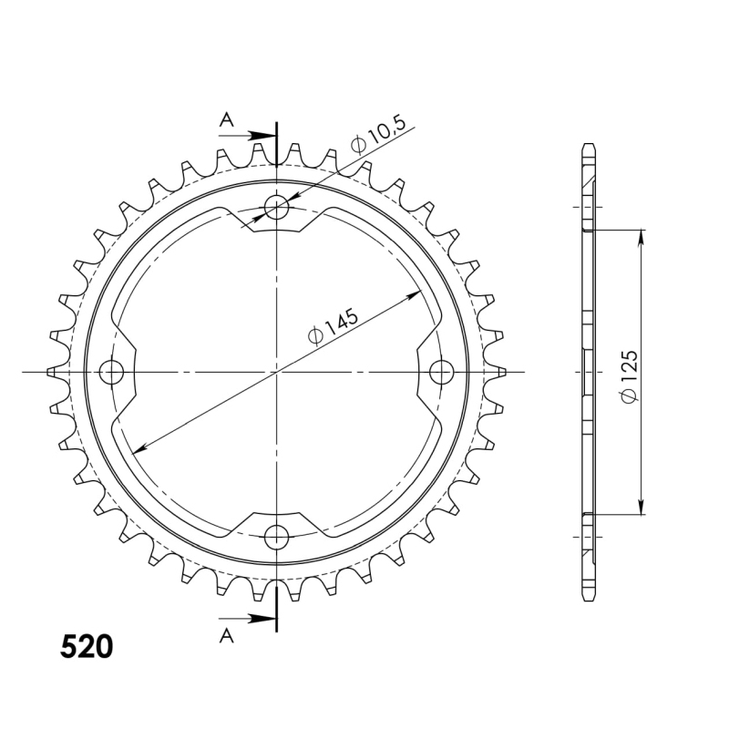 Corona Supersprox acero Yamaha 520 x 38 - Imagen 2
