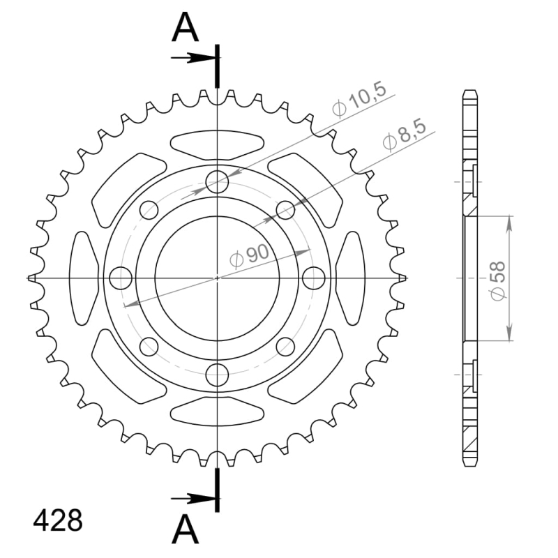 Corona Supersprox acero Daelim 428 x 42 - Imagen 2