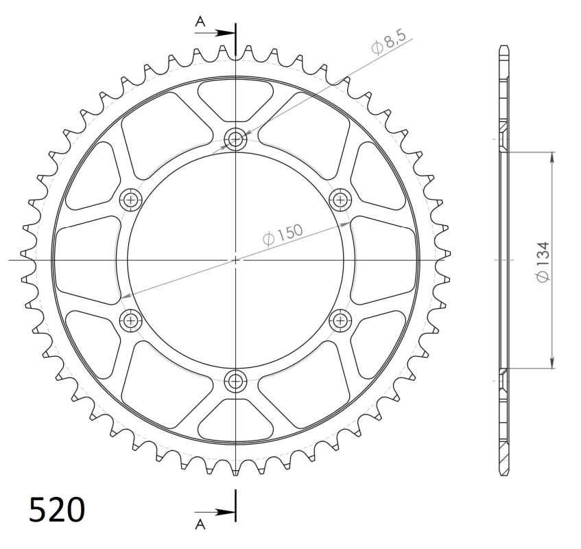 Corona Supersprox acero Kawasaki 520 x 50 - Imagen 2