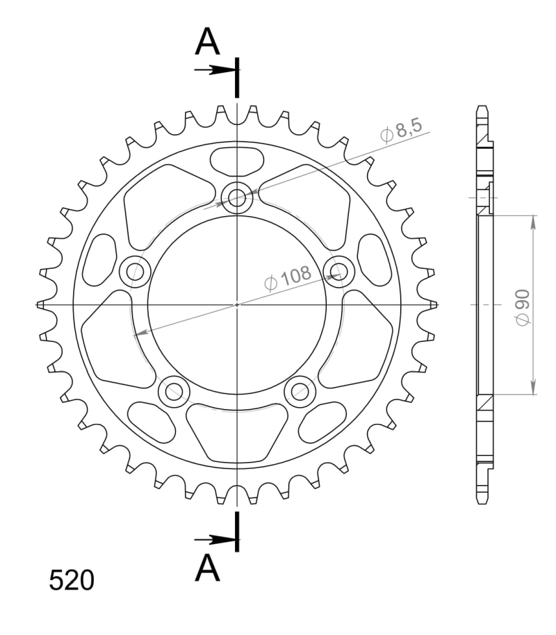 Corona Supersprox acero Ducati 520 x 38 - Imagen 2