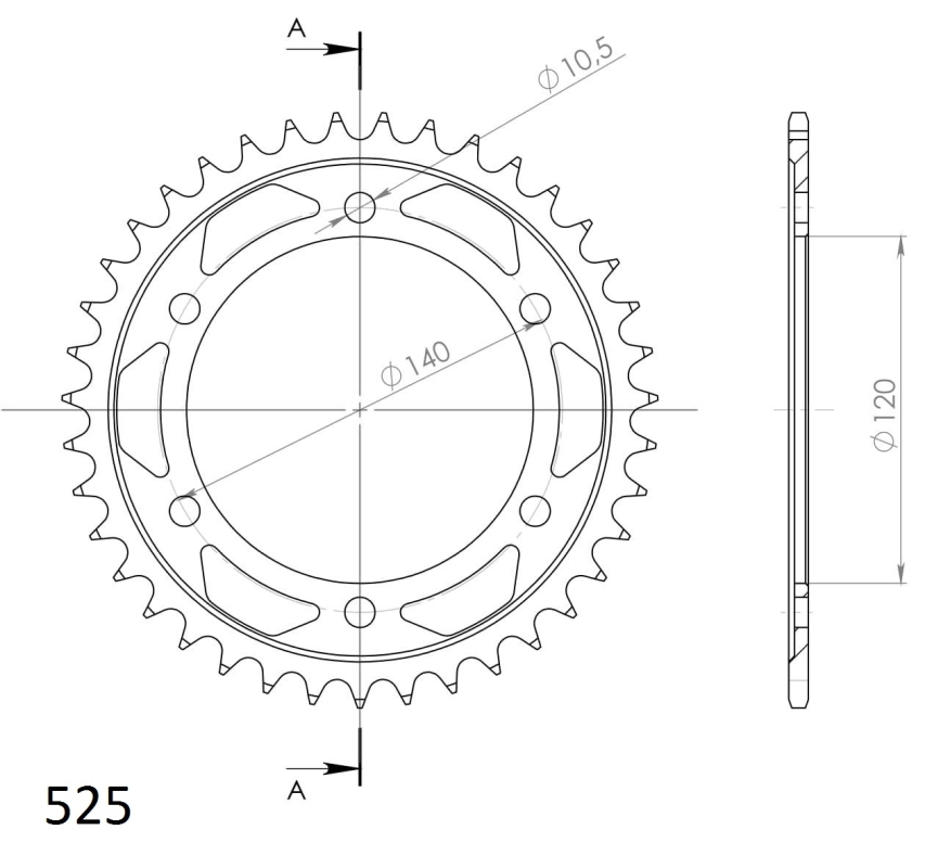 Corona Supersprox acero Kawasaki 525 x 39 - Imagen 2