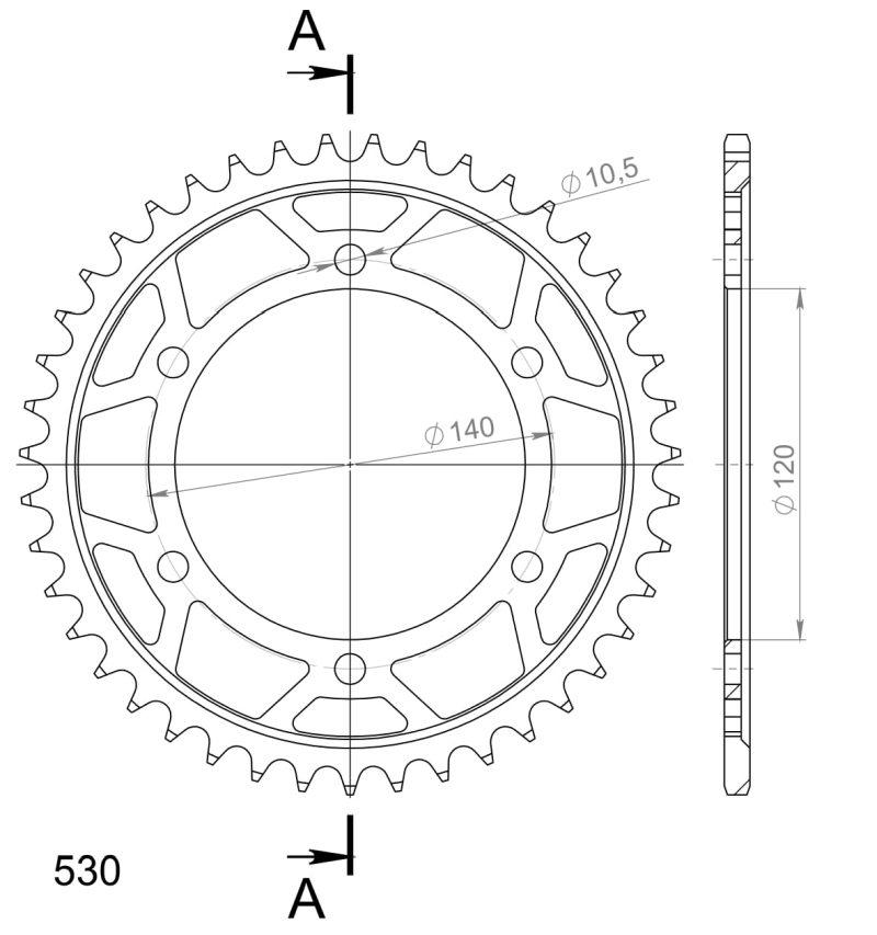 Corona Supersprox acero Kawasaki - Suzuki 530 x 43 - Imagen 2