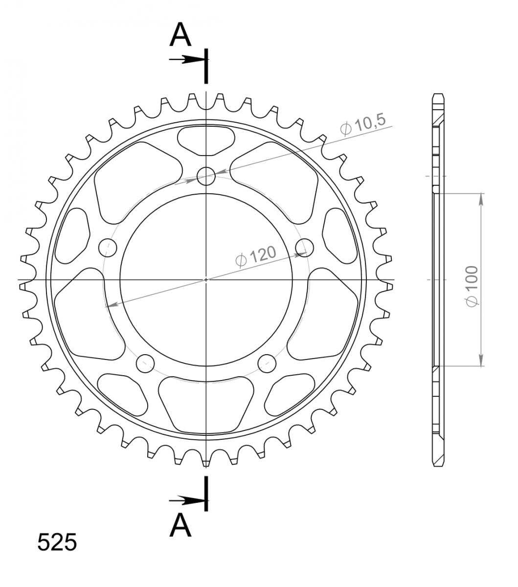 Corona Supersprox Aluminio Aprilia 525 x 41 - Imagen 2