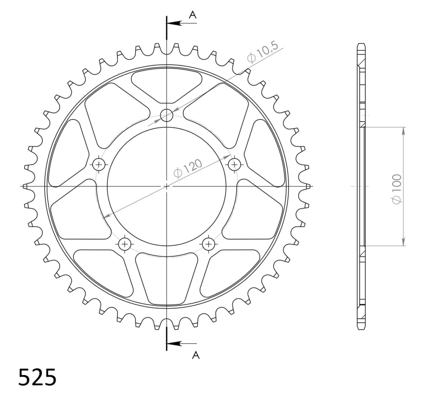 Corona Supersprox acero Aprilia 525 x 46 - Imagen 2
