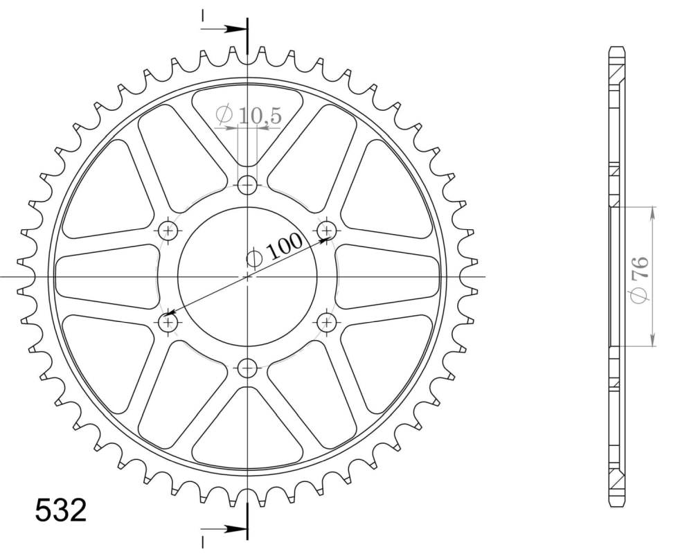 Corona Supersprox acero Suzuki 532 x 48 - Imagen 2