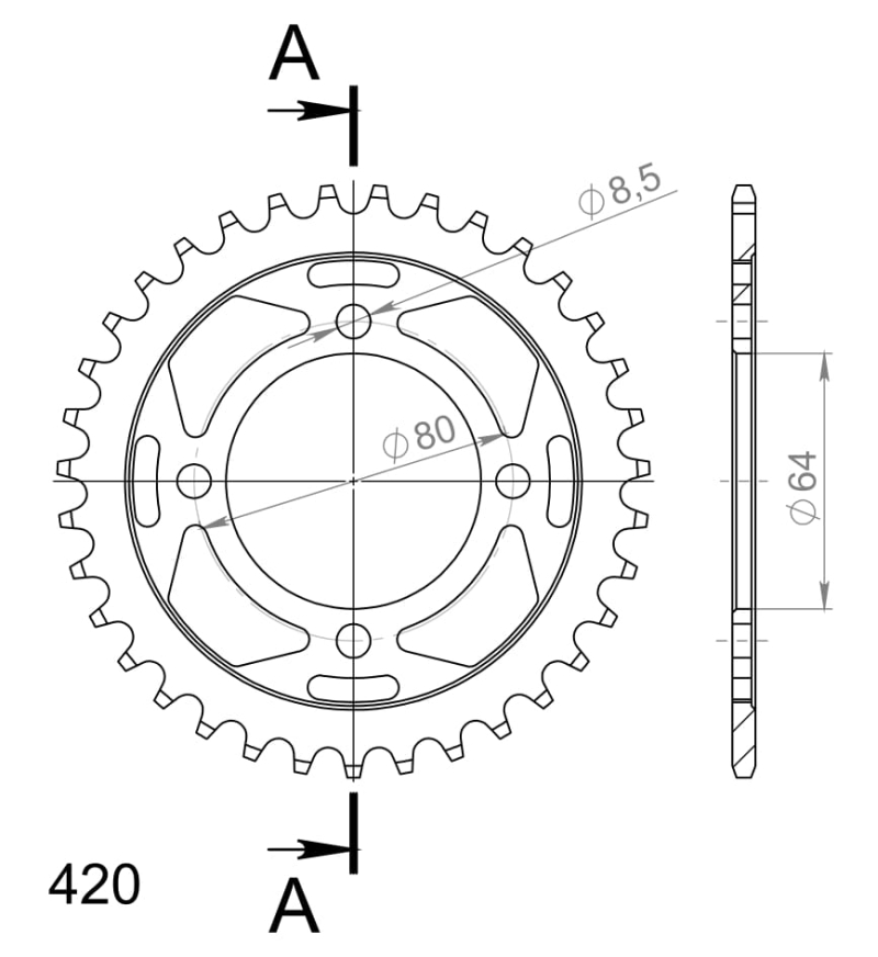 Corona Supersprox acero Yamaha 420 x 35 - Imagen 2