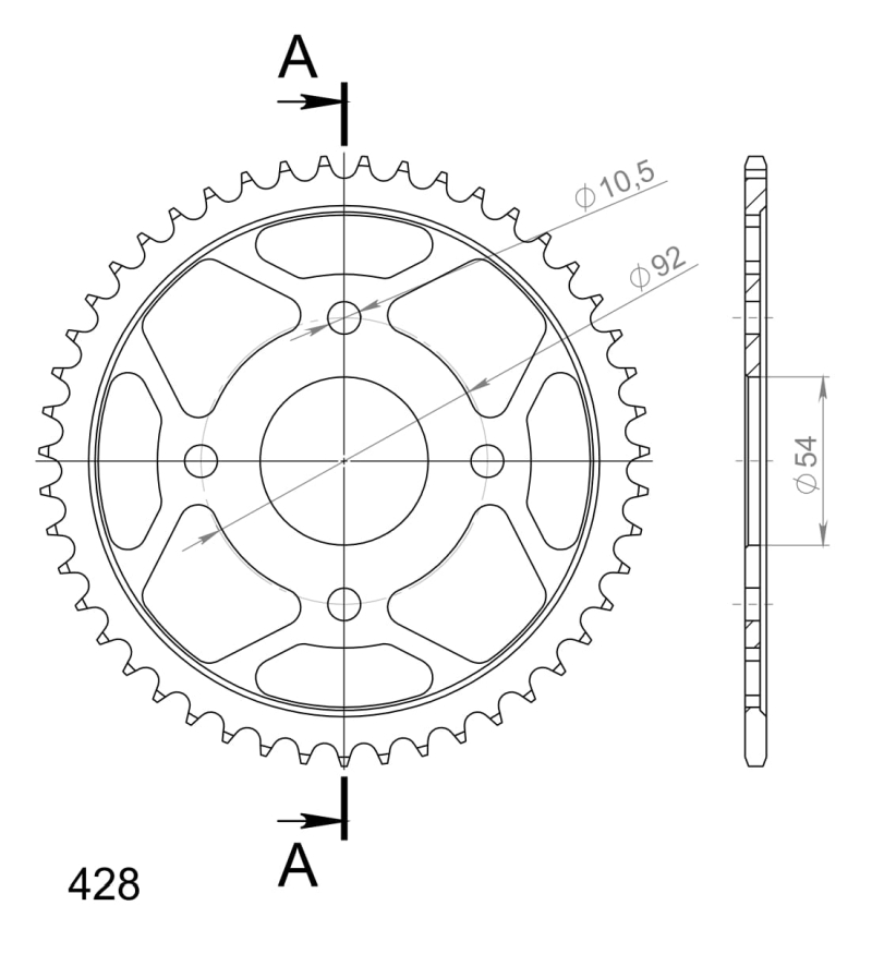 Corona Supersprox acero Yamaha 428 x 45 - Imagen 2