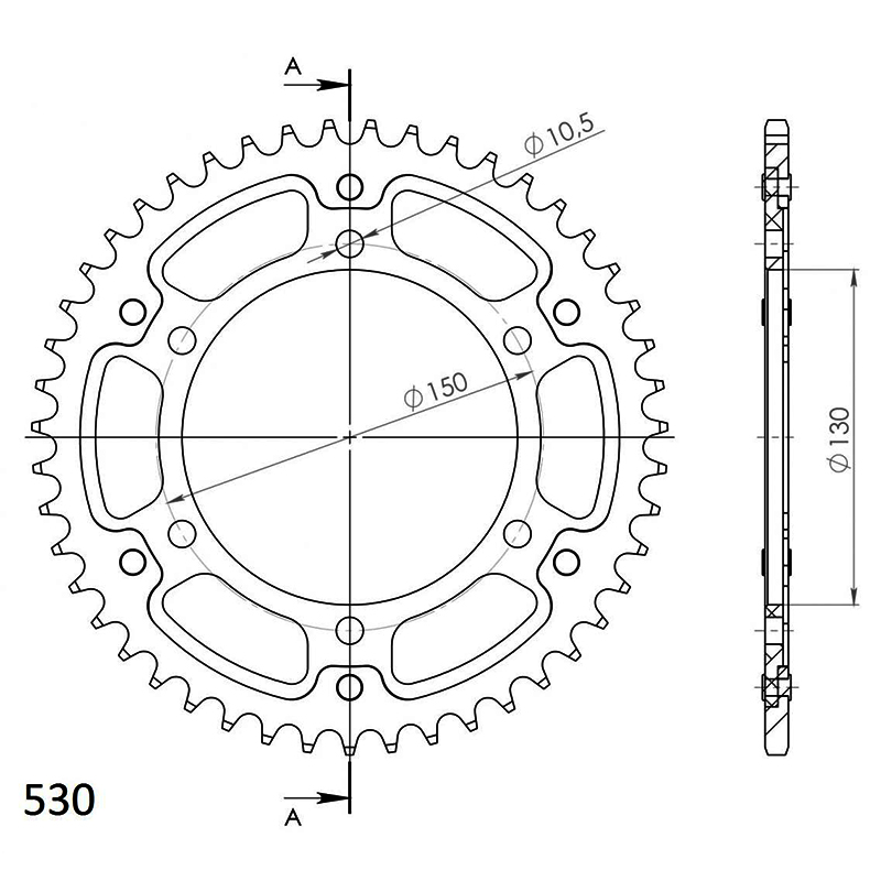 Corona Supersprox acero Yamaha 530 x 43 - Imagen 2