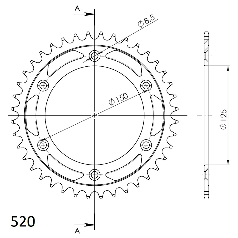 Corona Supersprox acero KTM 520 x 40 - Imagen 2