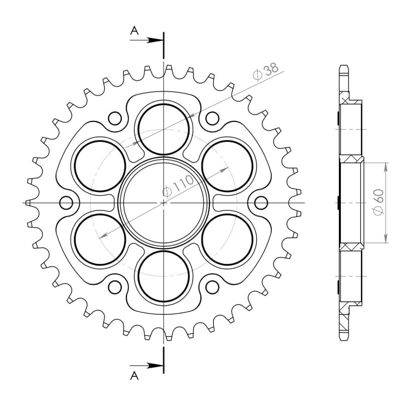 Corona Supersprox Stealth Roja Ducati 525 X 39 - Imagen 2